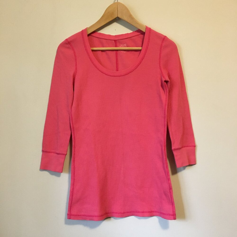 Joe Fresh Nesquik Strawberry Pink Waffle Knit 3/4 Sleeve Top - Medium